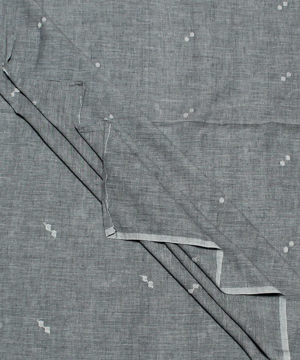 0.52m Grey white handwoven cotton jamdani fabric