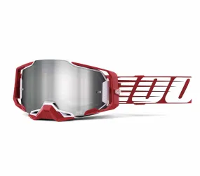 100% ARMEGA Goggle Oversized Deep Red - Flash Silver Lens