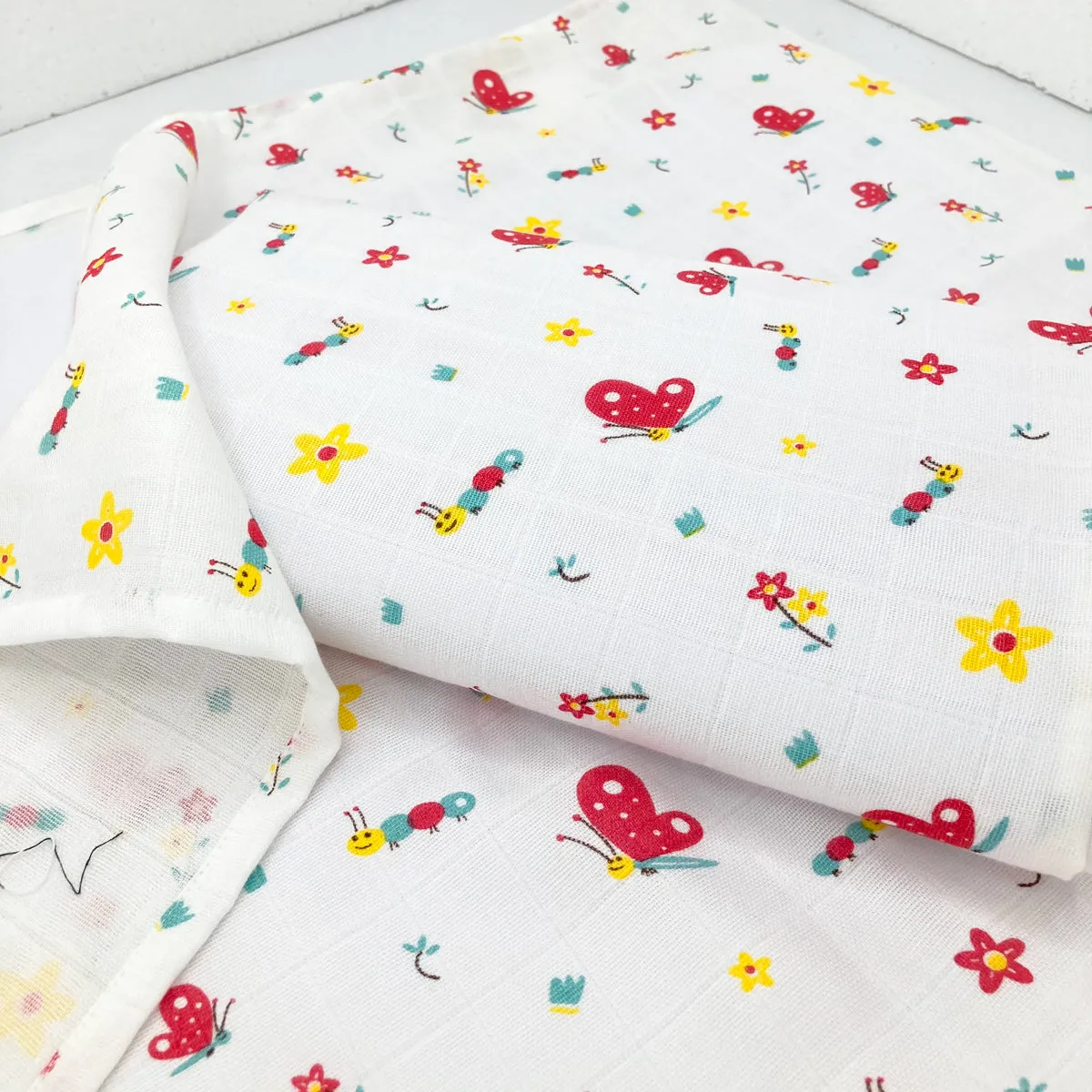 100% Soft Cotton Muslin Swaddle / Towel - Butterfly