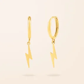 10K Gold Lightning Bolt Huggie Earrings