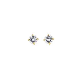 14K Gold 4mm Round CZ Stud Earring