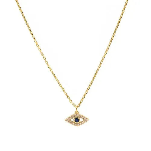 14k/925 Vermeil Evil Eye with CZ Necklace