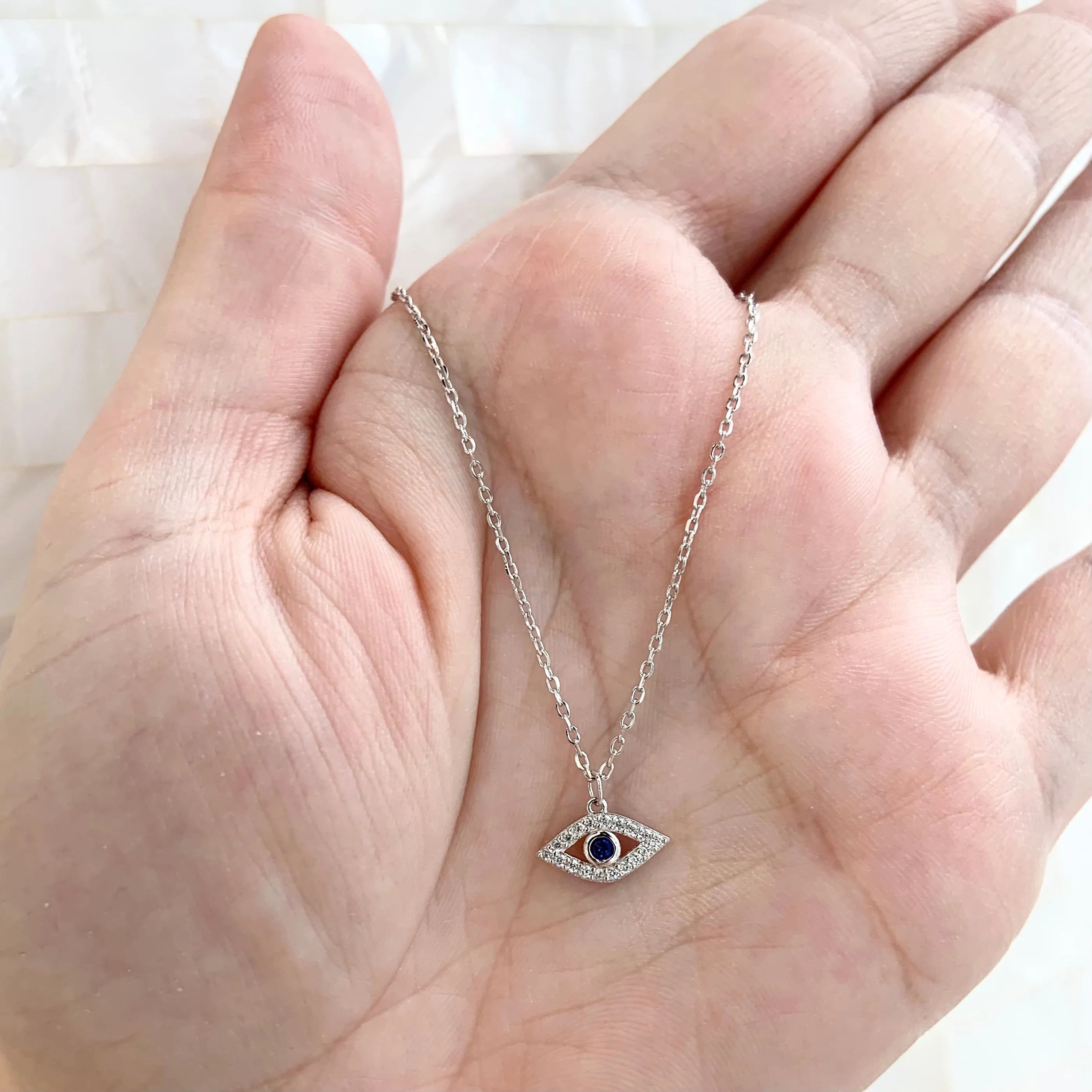 14k/925 Vermeil Evil Eye with CZ Necklace