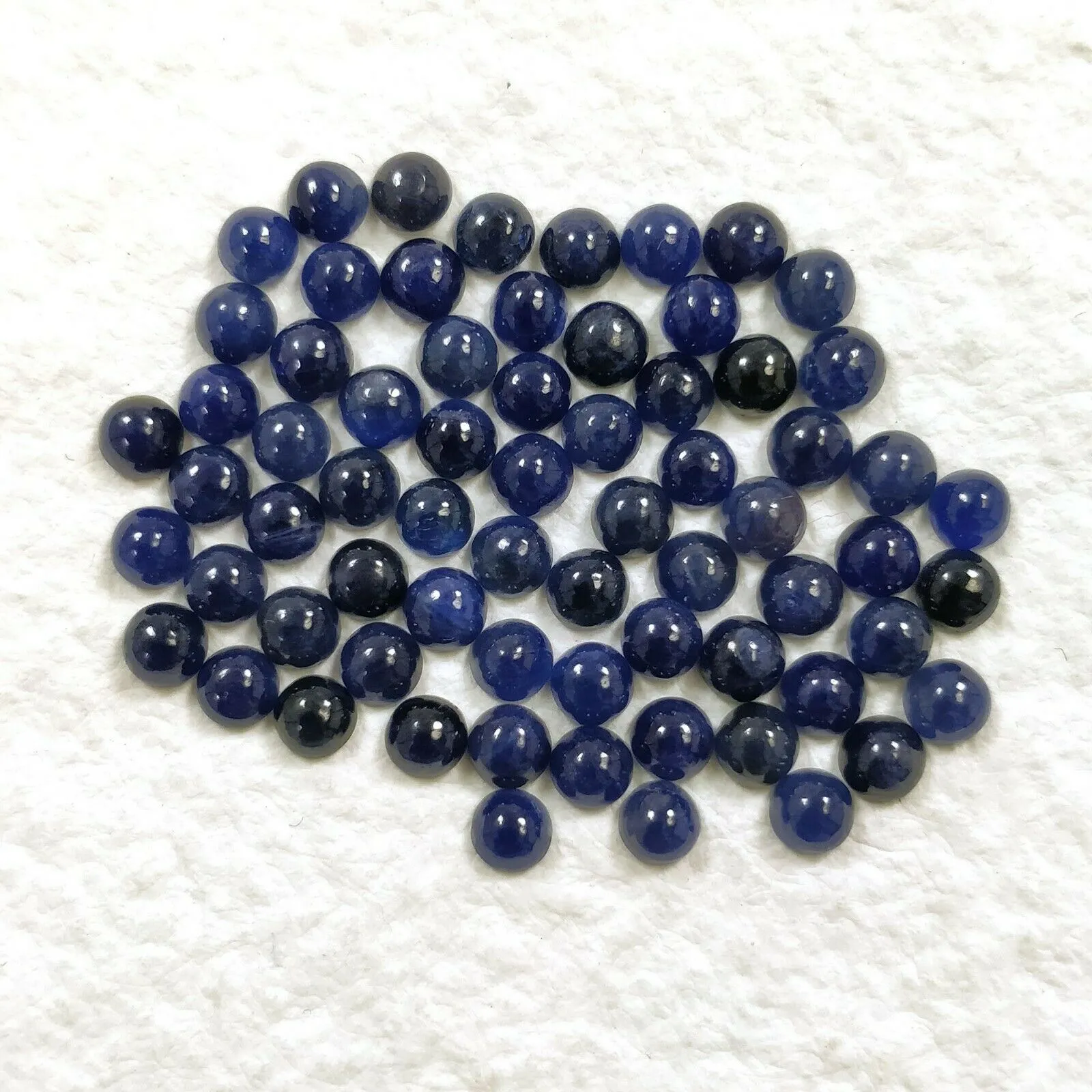 25.95cts Natural Untreated BLUE SAPPHIRE Round Shape Cabochon 4mm 68pcs Lot For Jewelry