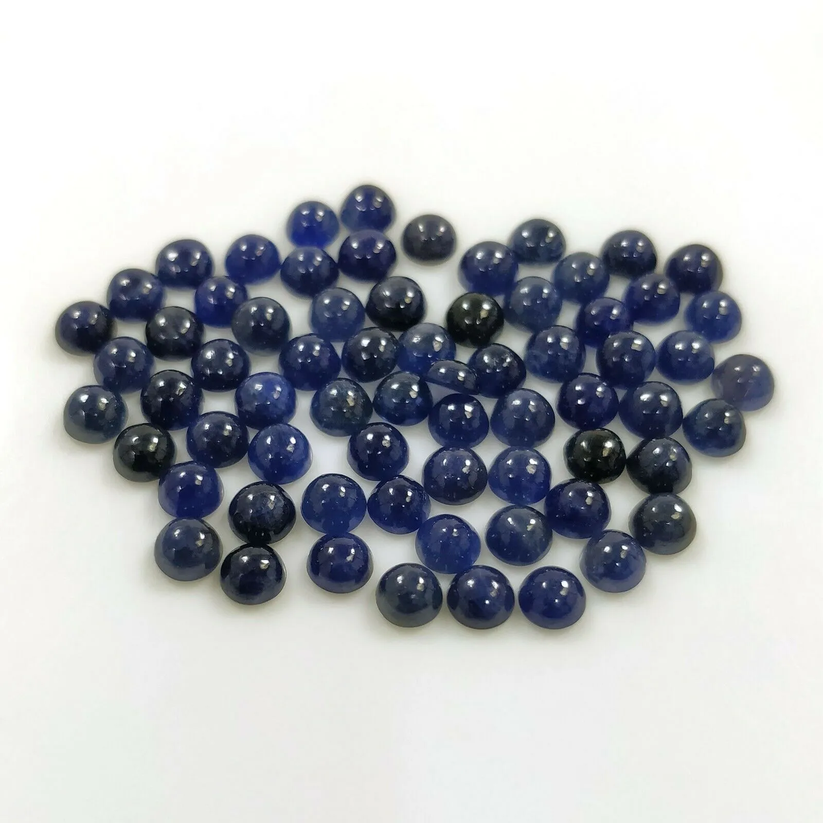 25.95cts Natural Untreated BLUE SAPPHIRE Round Shape Cabochon 4mm 68pcs Lot For Jewelry