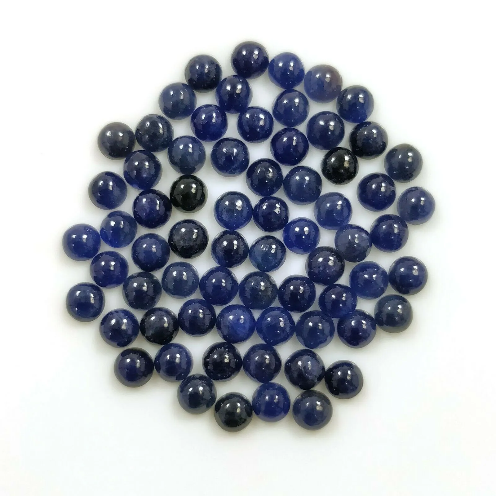 25.95cts Natural Untreated BLUE SAPPHIRE Round Shape Cabochon 4mm 68pcs Lot For Jewelry