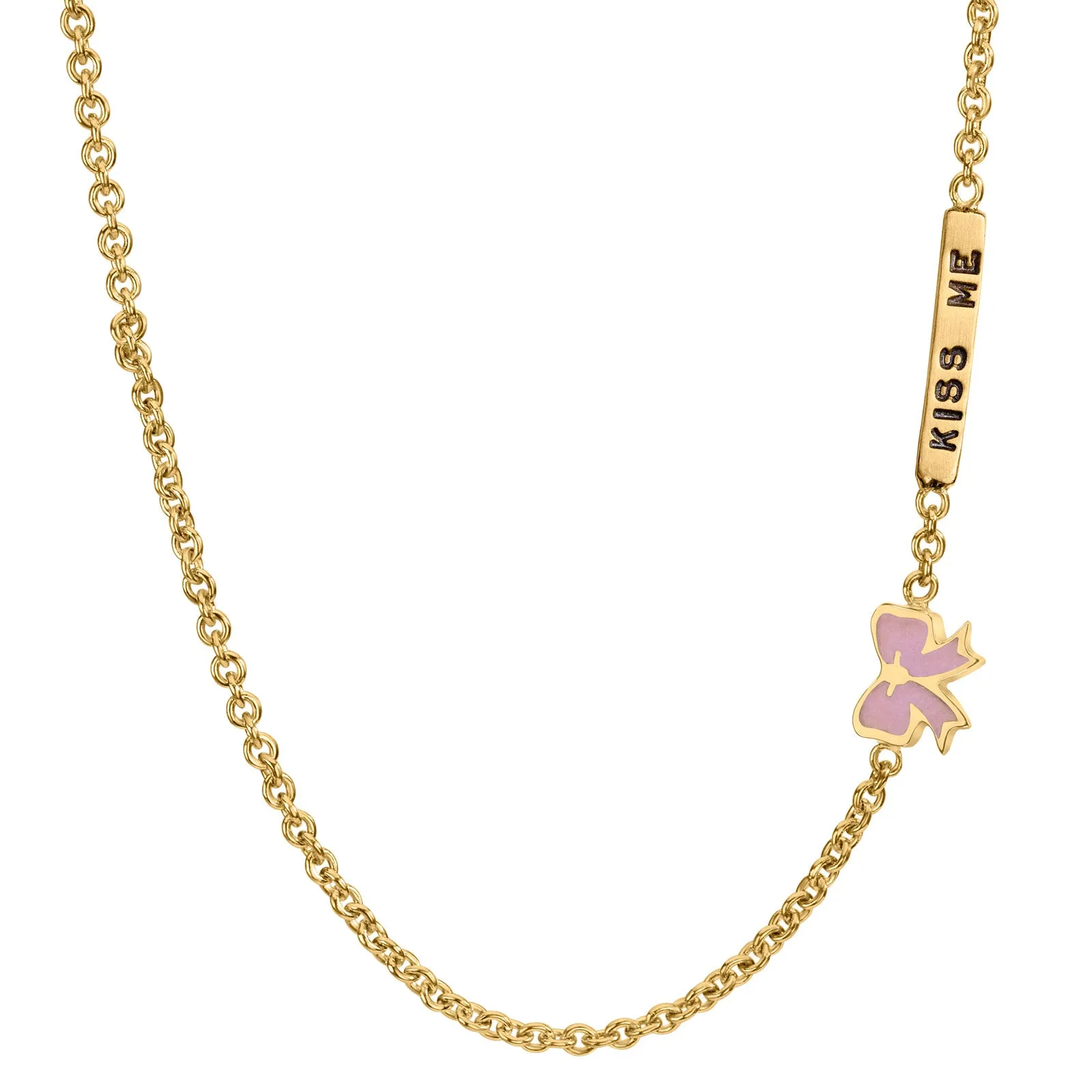 2mm Gold Kiss Me Enamel Bow Chain