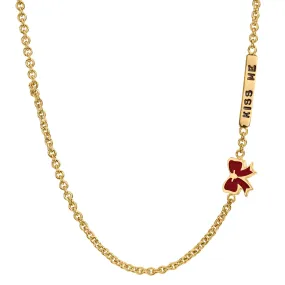 2mm Gold Kiss Me Enamel Bow Chain