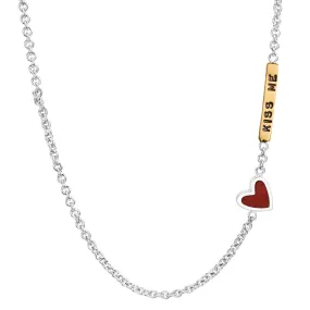 2mm Silver Kiss Me Enamel Heart Chain