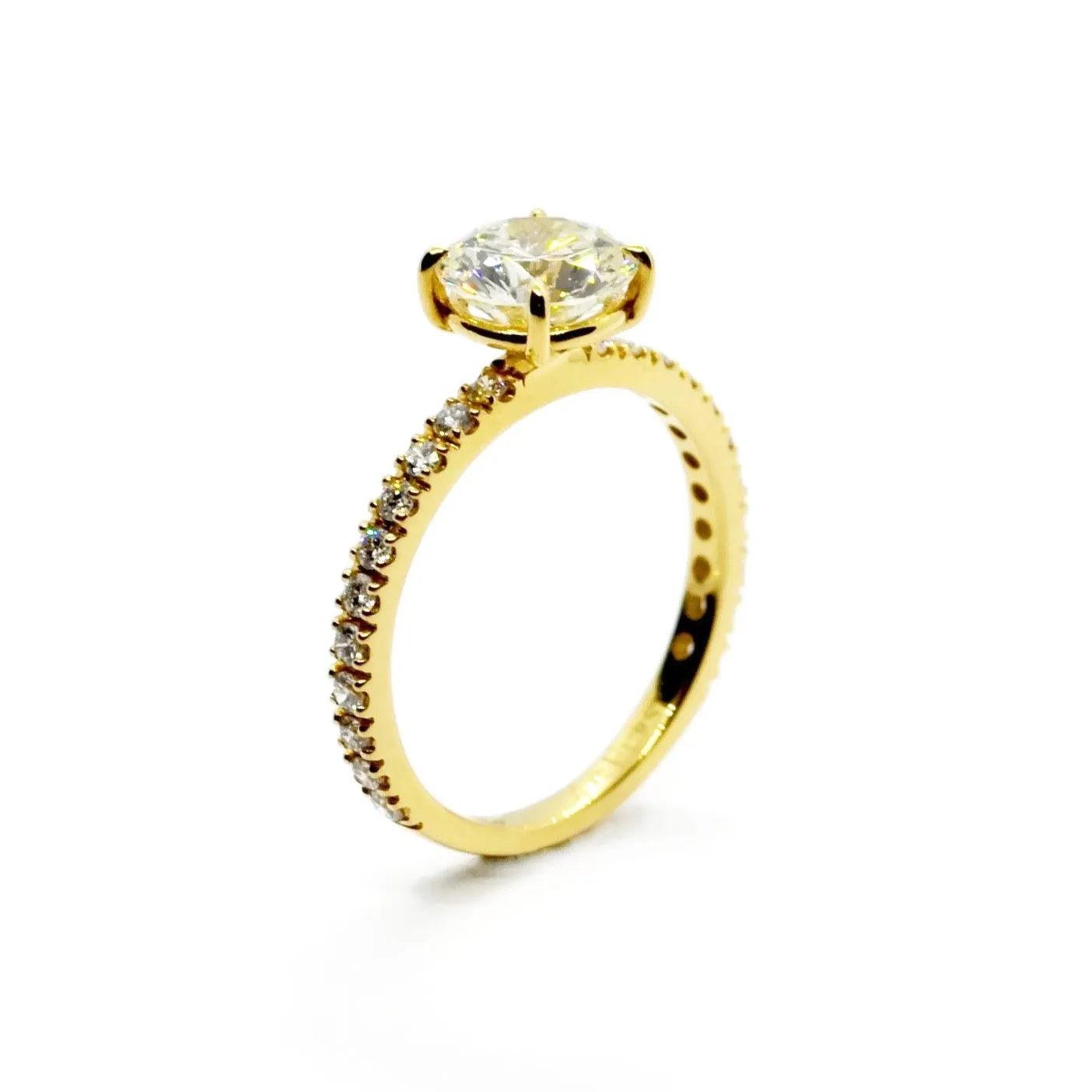 A & Furst - France - Ring with 1 Round Brilliant-cut Diamond 1.33 carats, 18k Yellow Gold