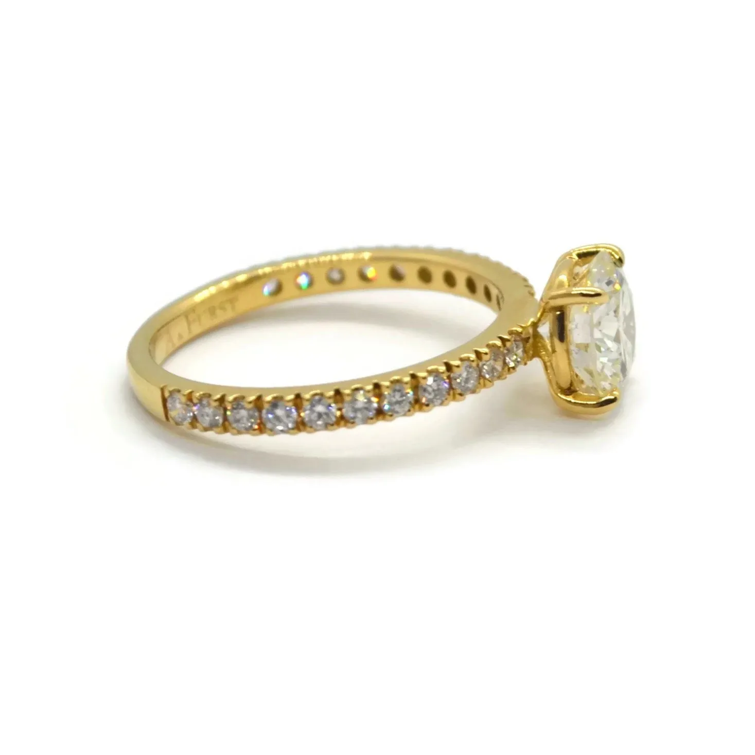 A & Furst - France - Ring with 1 Round Brilliant-cut Diamond 1.33 carats, 18k Yellow Gold