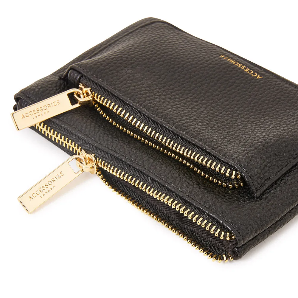 Accessorize London Black Double Zip Coin Purse