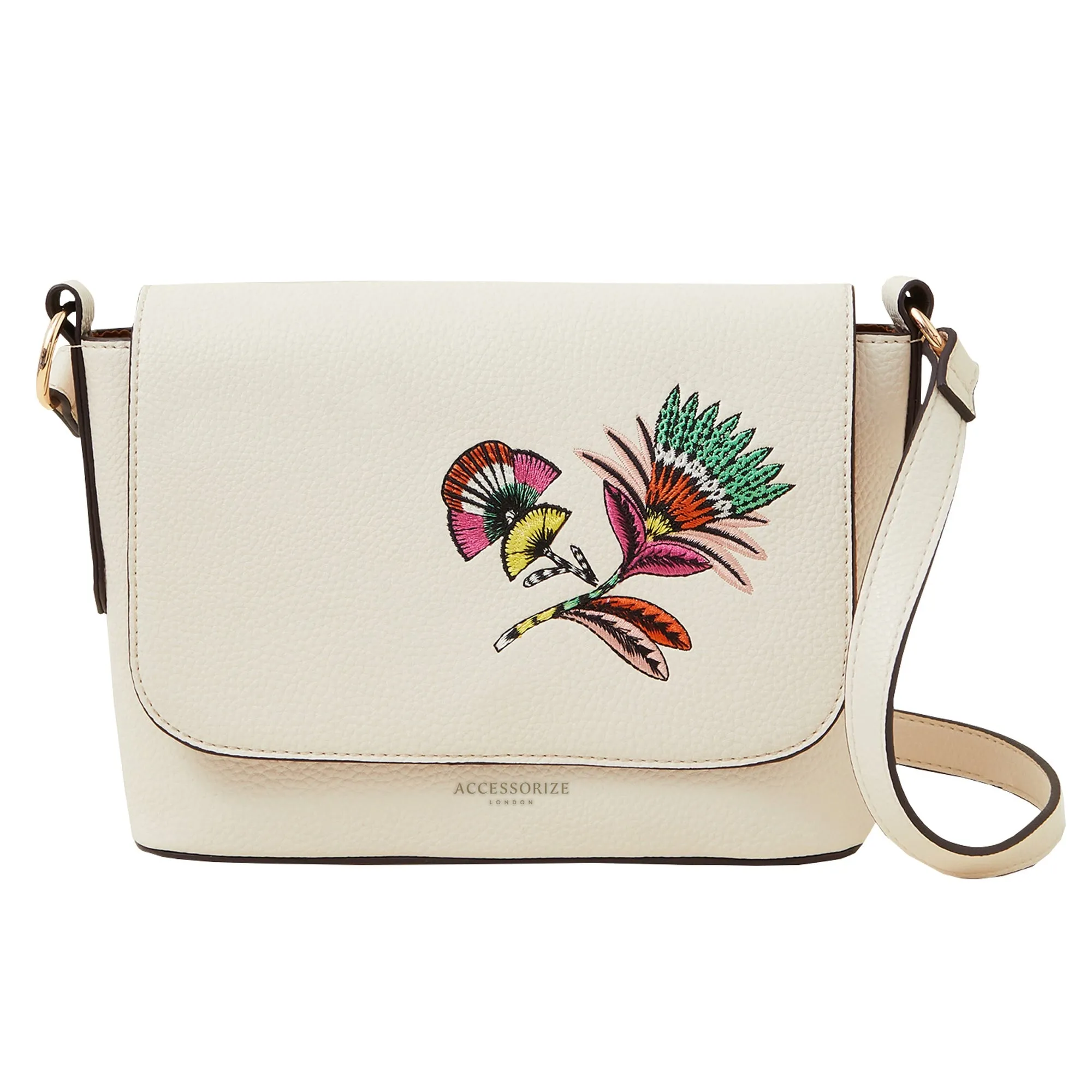 Accessorize London Women's Cream Embroidered Cross-Body Bag