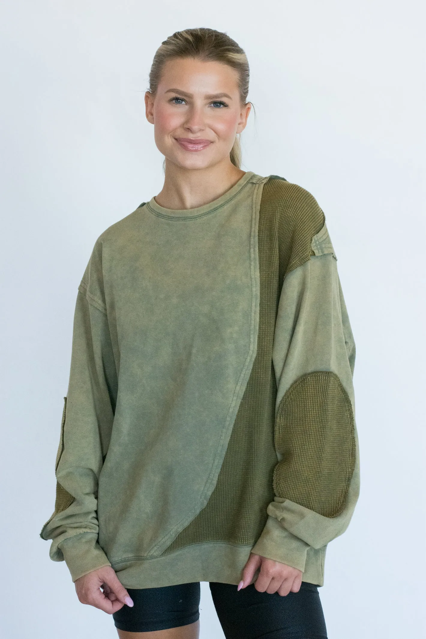 Adorably Yours Olive Mineral Wash Top