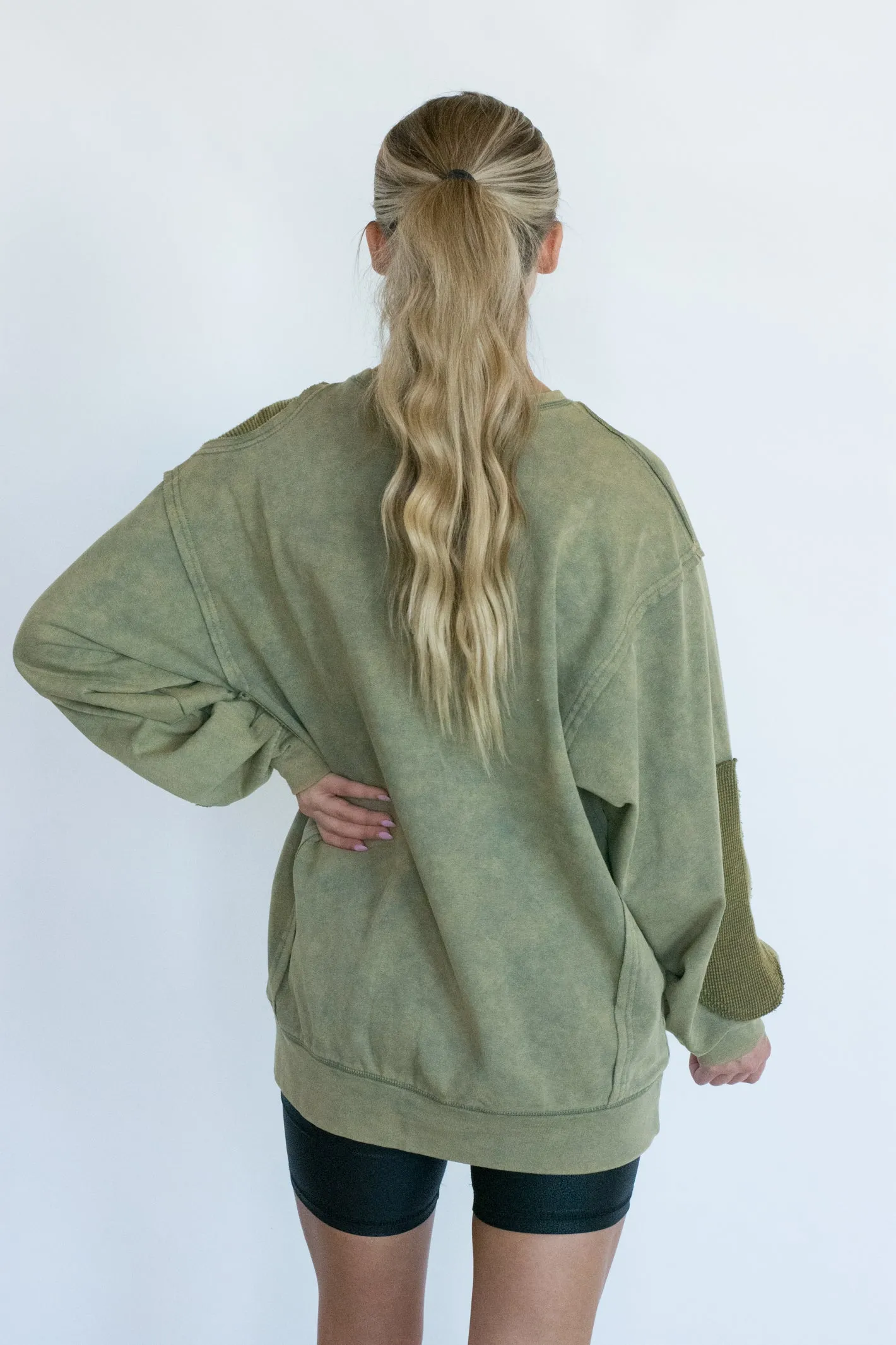 Adorably Yours Olive Mineral Wash Top