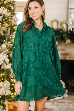 All In The Details Emerald Green Textured Dress