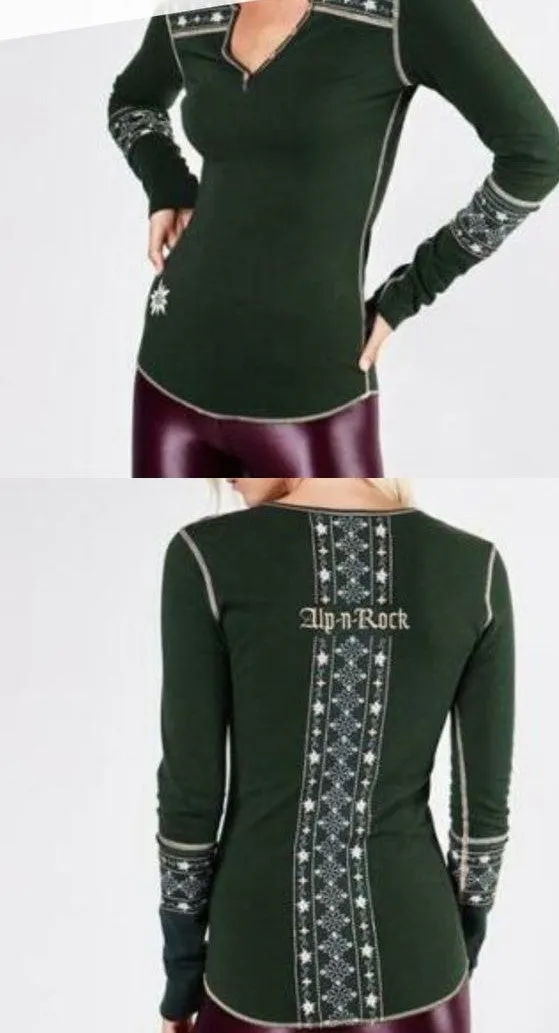 Alp N Rock Vintage Cross Henley - Green