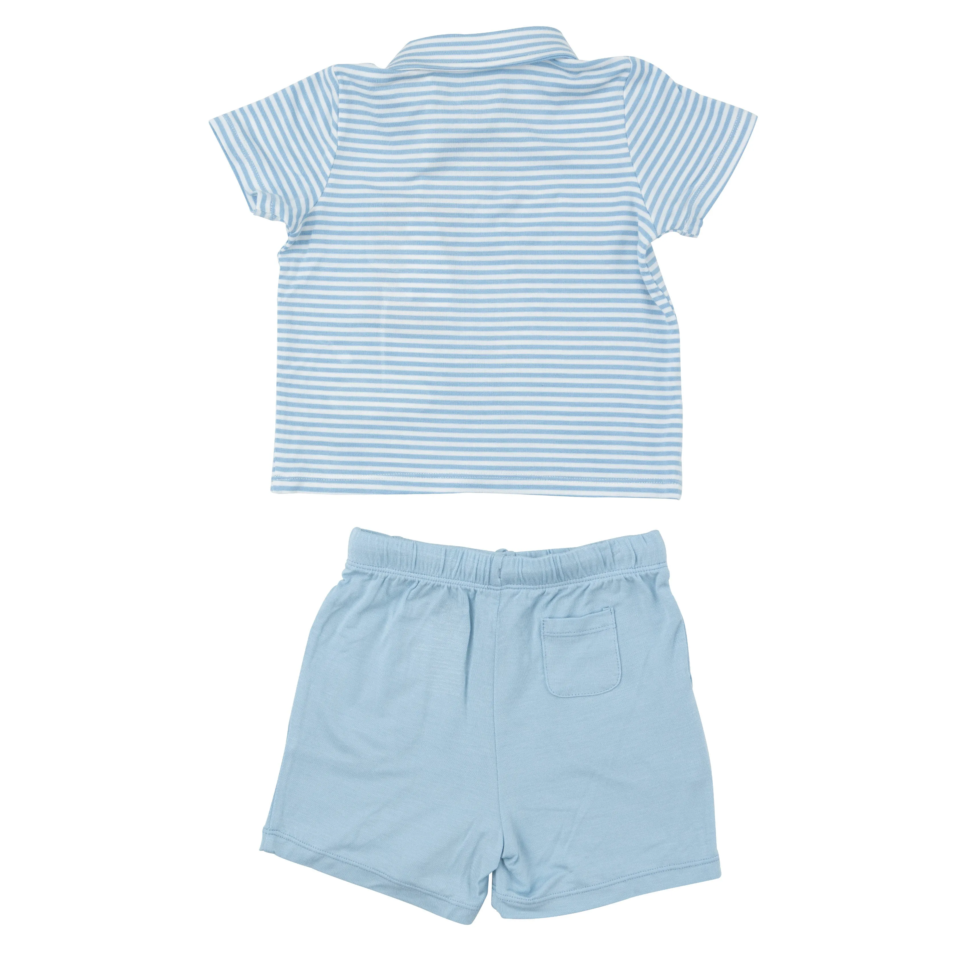 Angel Dear Polo Shirt & Short Set - Dream Blue Stripe