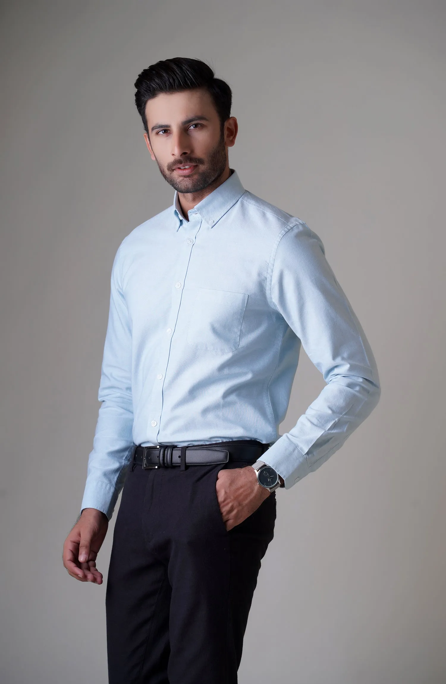 Aqua Full Sleeves Cotton Shirt