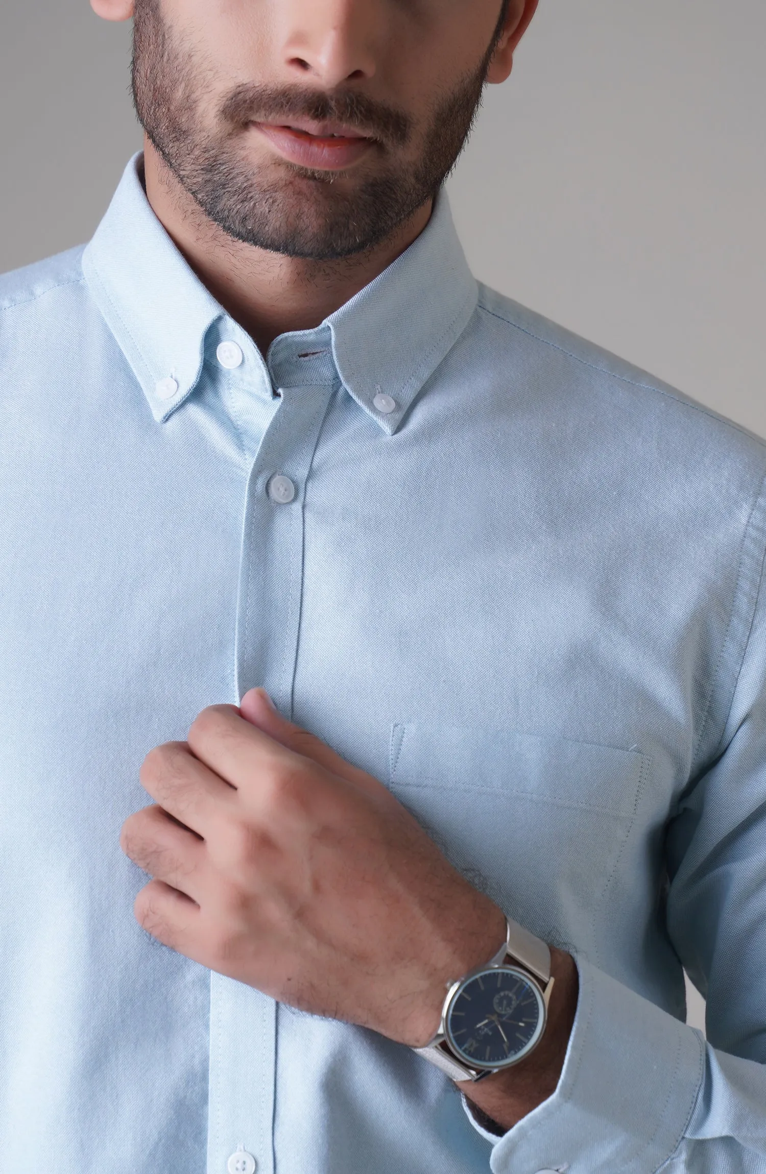 Aqua Full Sleeves Cotton Shirt