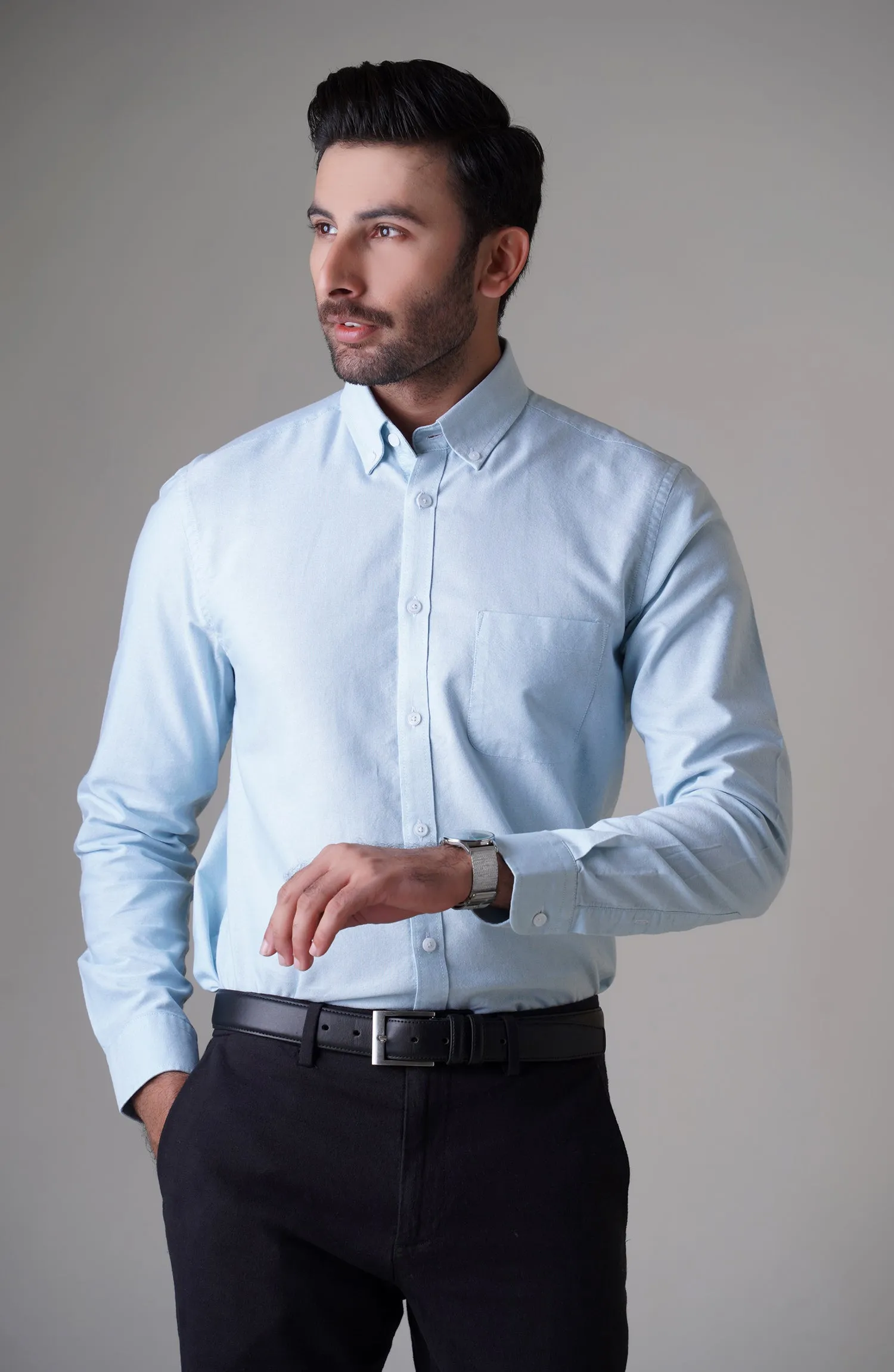 Aqua Full Sleeves Cotton Shirt