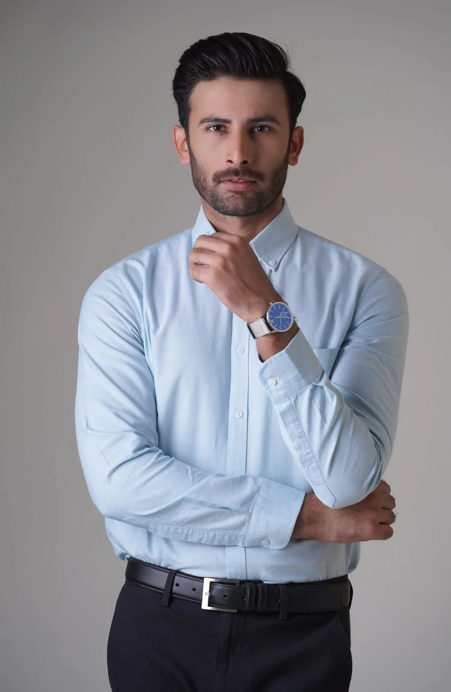 Aqua Full Sleeves Cotton Shirt