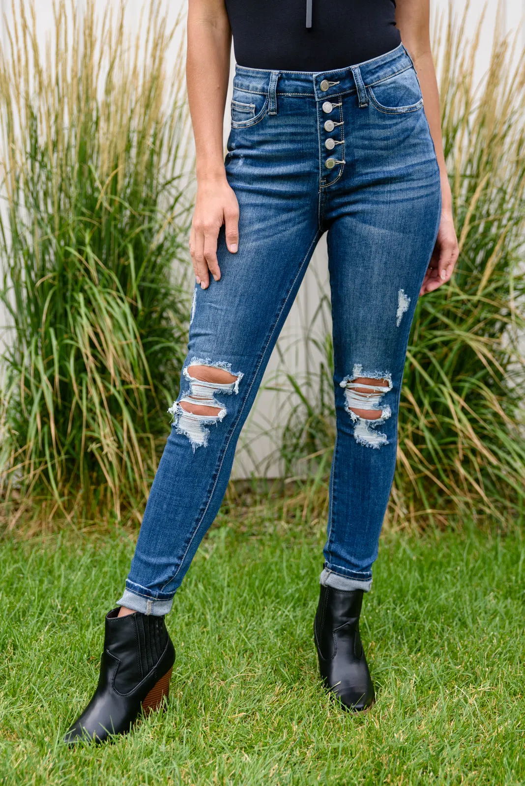 Ari Hi-Rise Button Fly Cuffed Skinny-- Use the code SPRINGJB for 20% off!