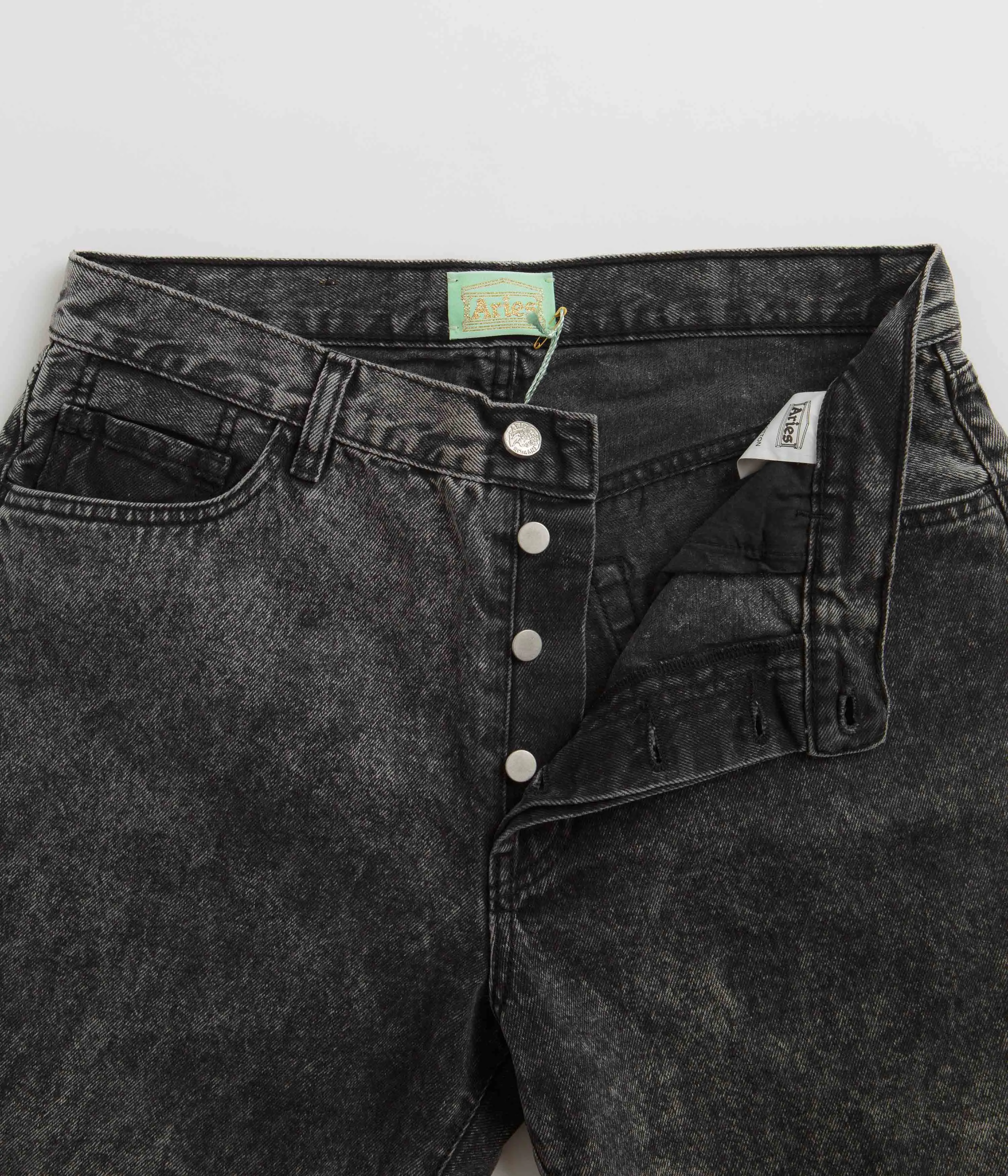 Aries Acid Wash Denim Shorts - Black