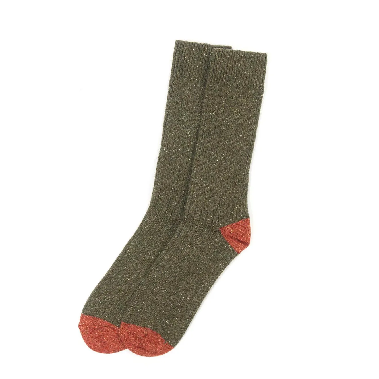 Barbour Houghton Sock Olive / Burnt Orange