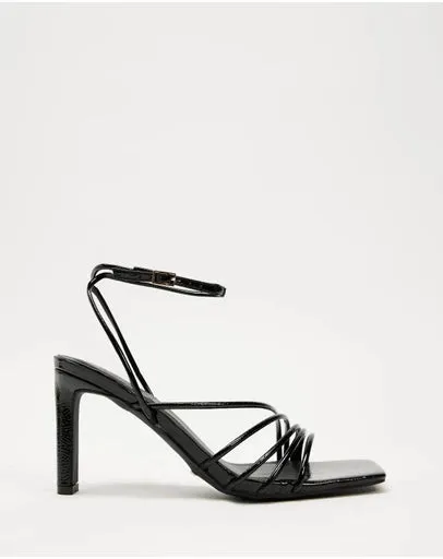 Billini Denise Heel - Black Crinkle Patent