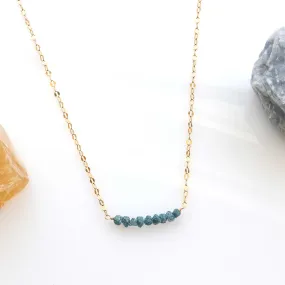 Bleue - Raw Blue Diamond Gold Bar Necklace