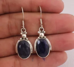 Blue Earring, Dainty Hoop Earrings, 925 Silver, Dangle Earring, September Birthstone, Blue Earring, Gift For Women