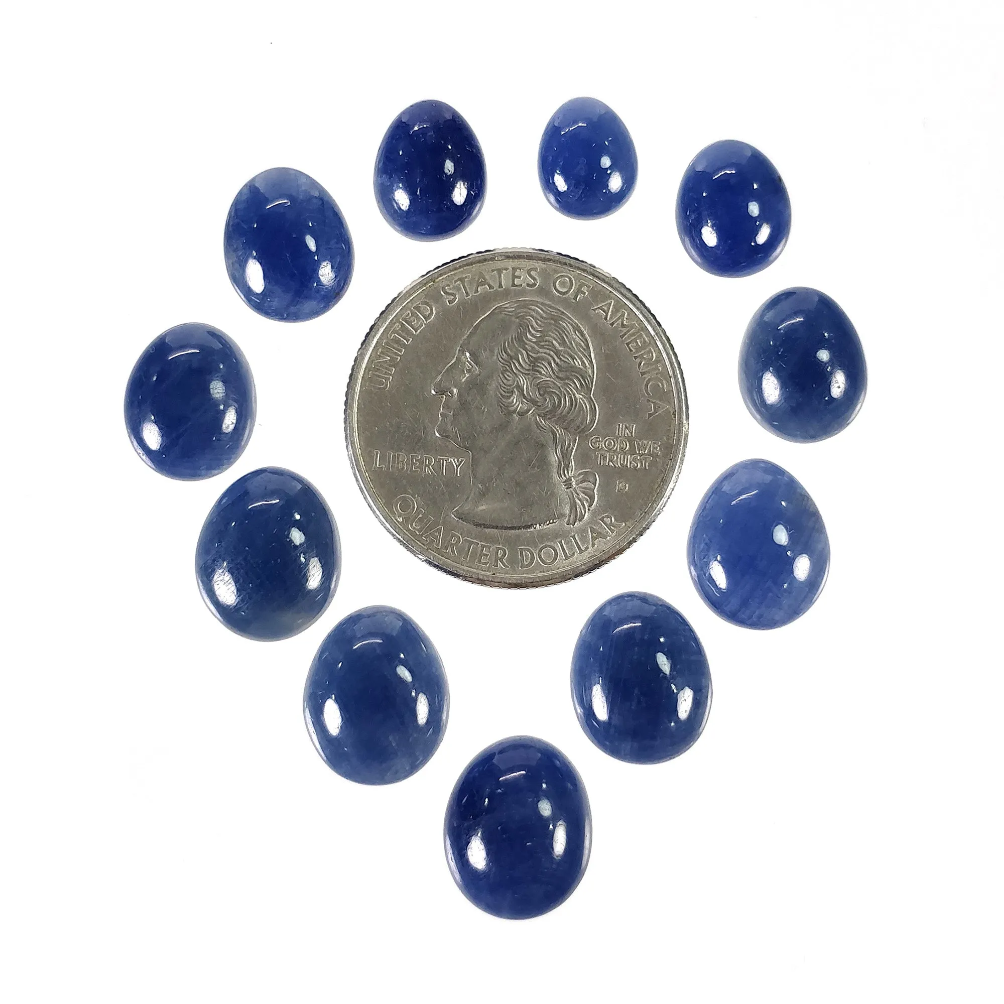 BLUE SAPPHIRE Gemstone Cabochon : 48.85cts Natural Untreated Sapphire Oval Shape 9*7mm - 12*10mm 11pcs