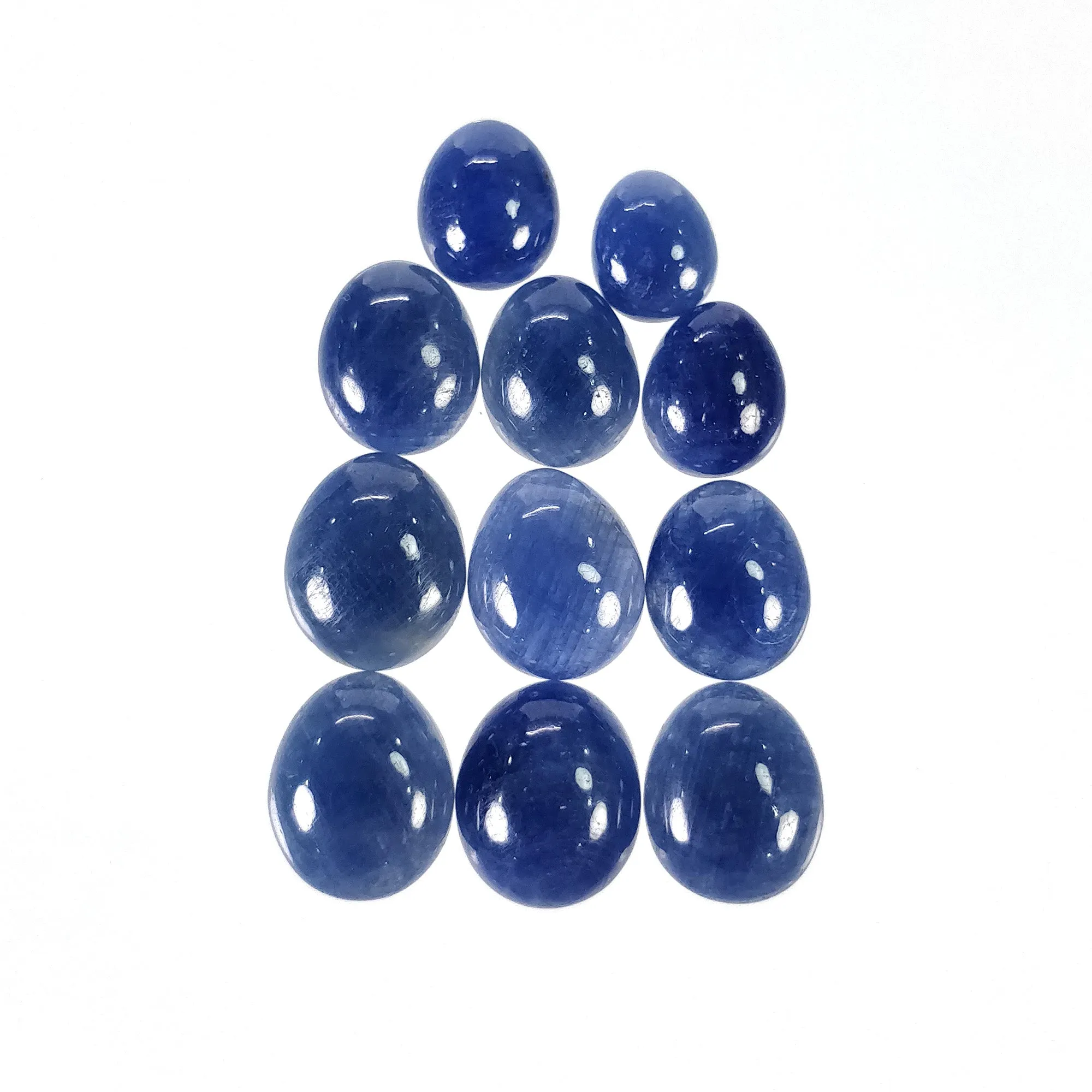 BLUE SAPPHIRE Gemstone Cabochon : 48.85cts Natural Untreated Sapphire Oval Shape 9*7mm - 12*10mm 11pcs