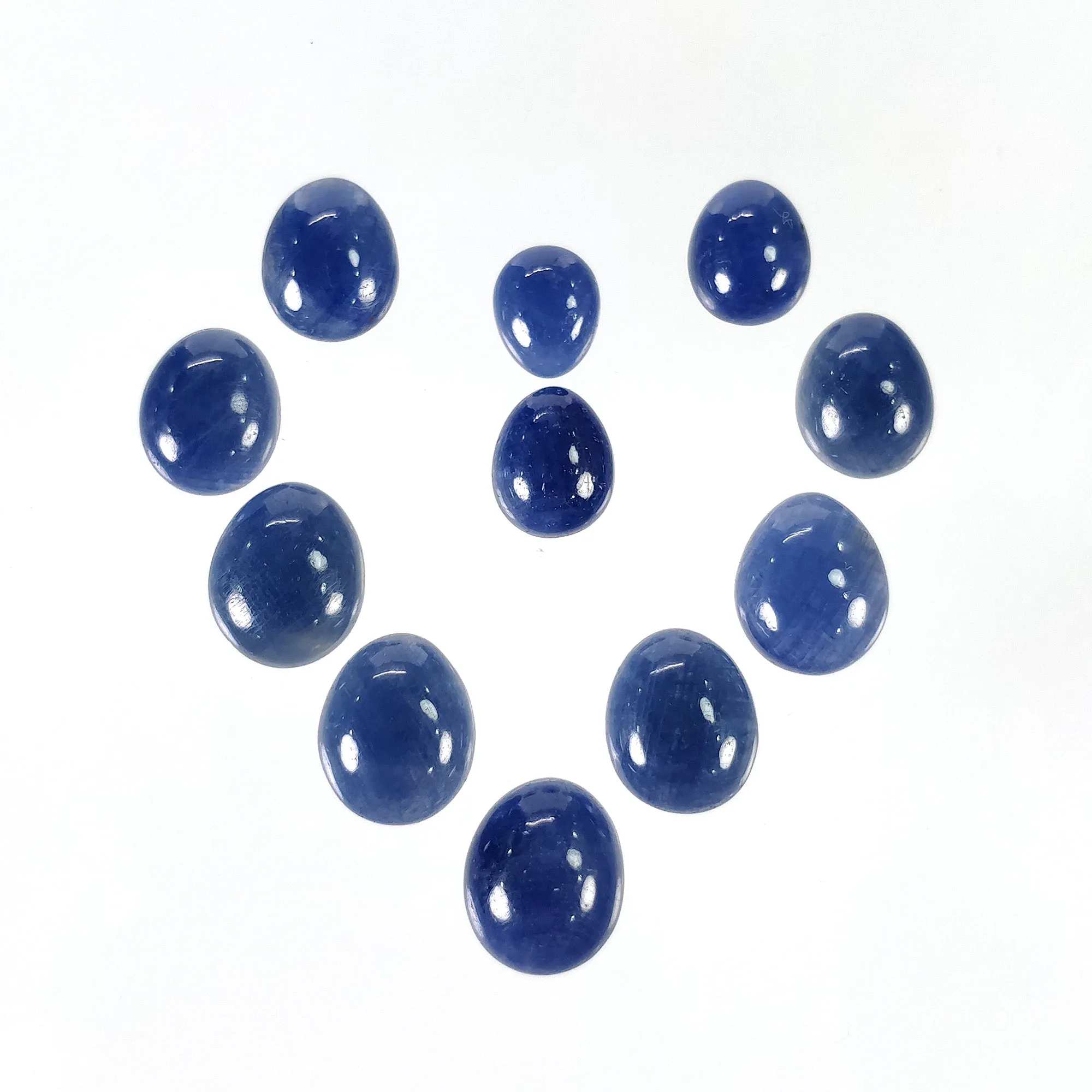 BLUE SAPPHIRE Gemstone Cabochon : 48.85cts Natural Untreated Sapphire Oval Shape 9*7mm - 12*10mm 11pcs