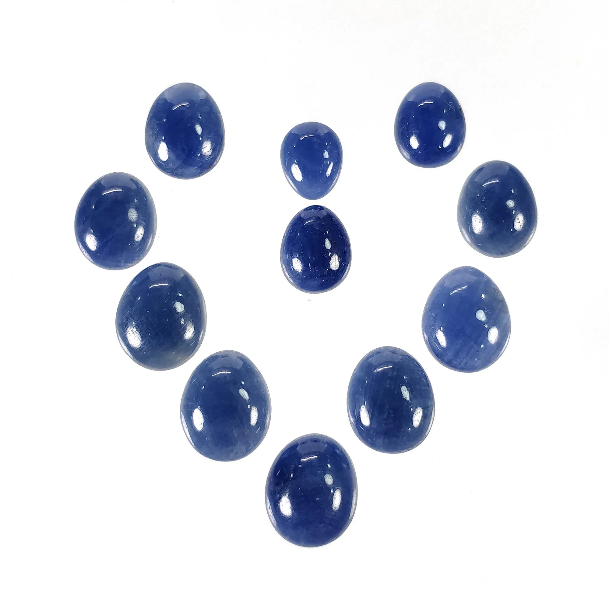 BLUE SAPPHIRE Gemstone Cabochon : 48.85cts Natural Untreated Sapphire Oval Shape 9*7mm - 12*10mm 11pcs