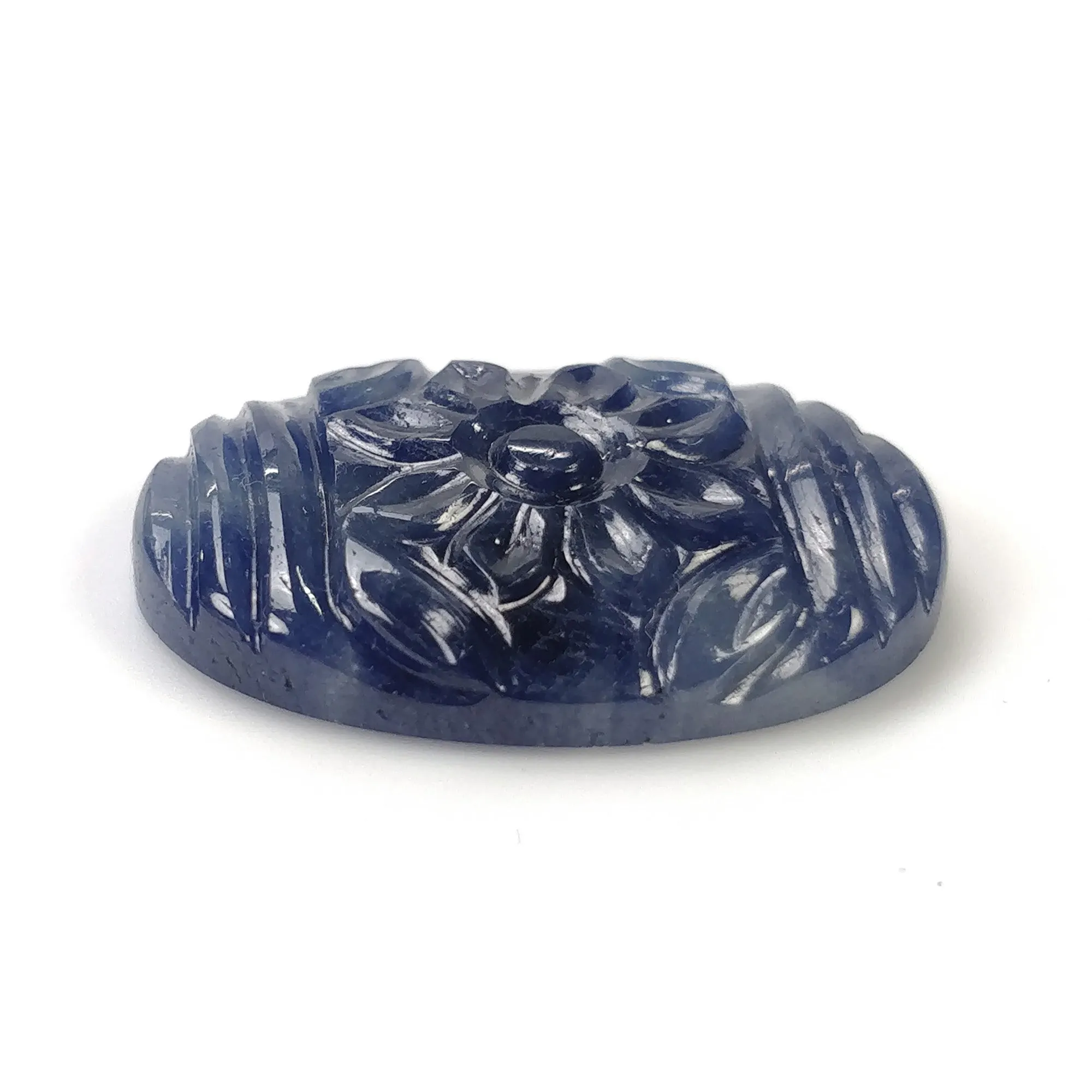 BLUE SAPPHIRE Gemstone Carving : 27.70cts Natural Untreated Unheated Sapphire Hand Carved Oval Shape 26*18mm (With Video)