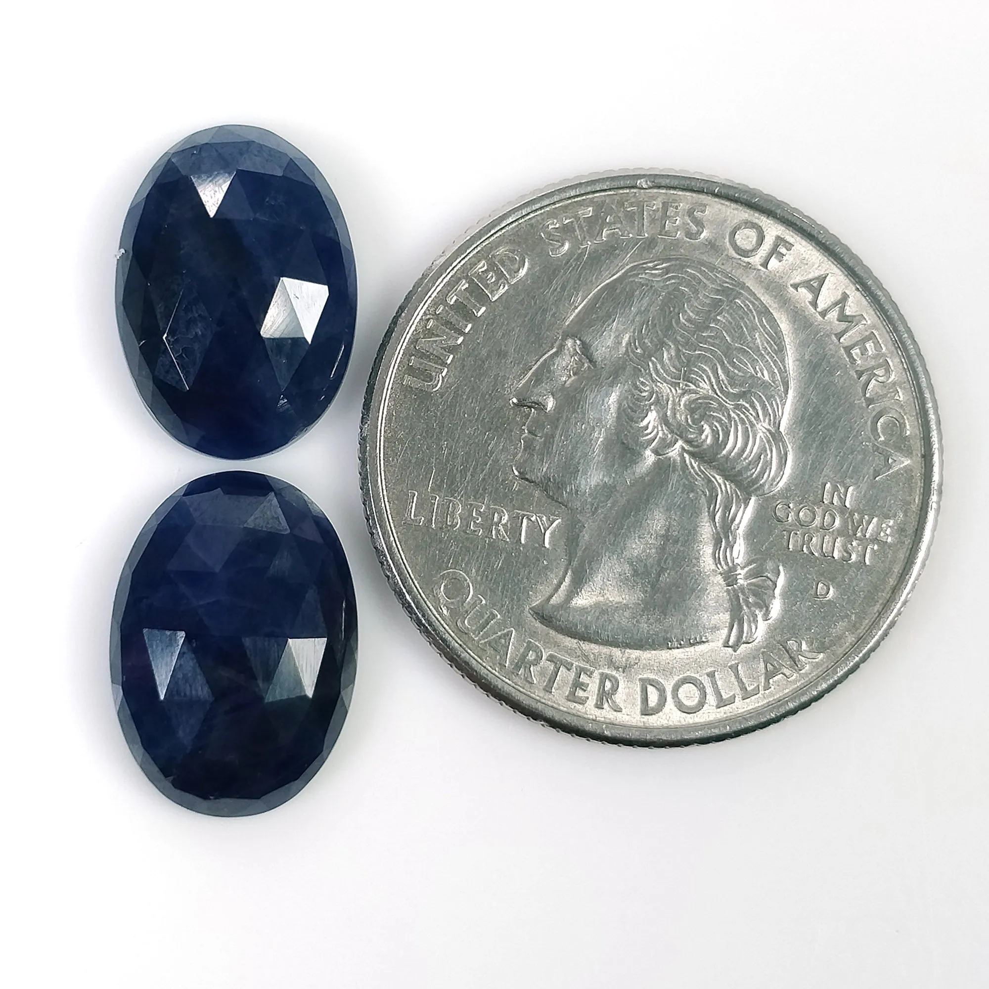 BLUE SAPPHIRE Gemstone Rose Cut : 14.50cts Natural Untreated Unheated Sapphire Oval Shape 14*10mm Pair (With Video)