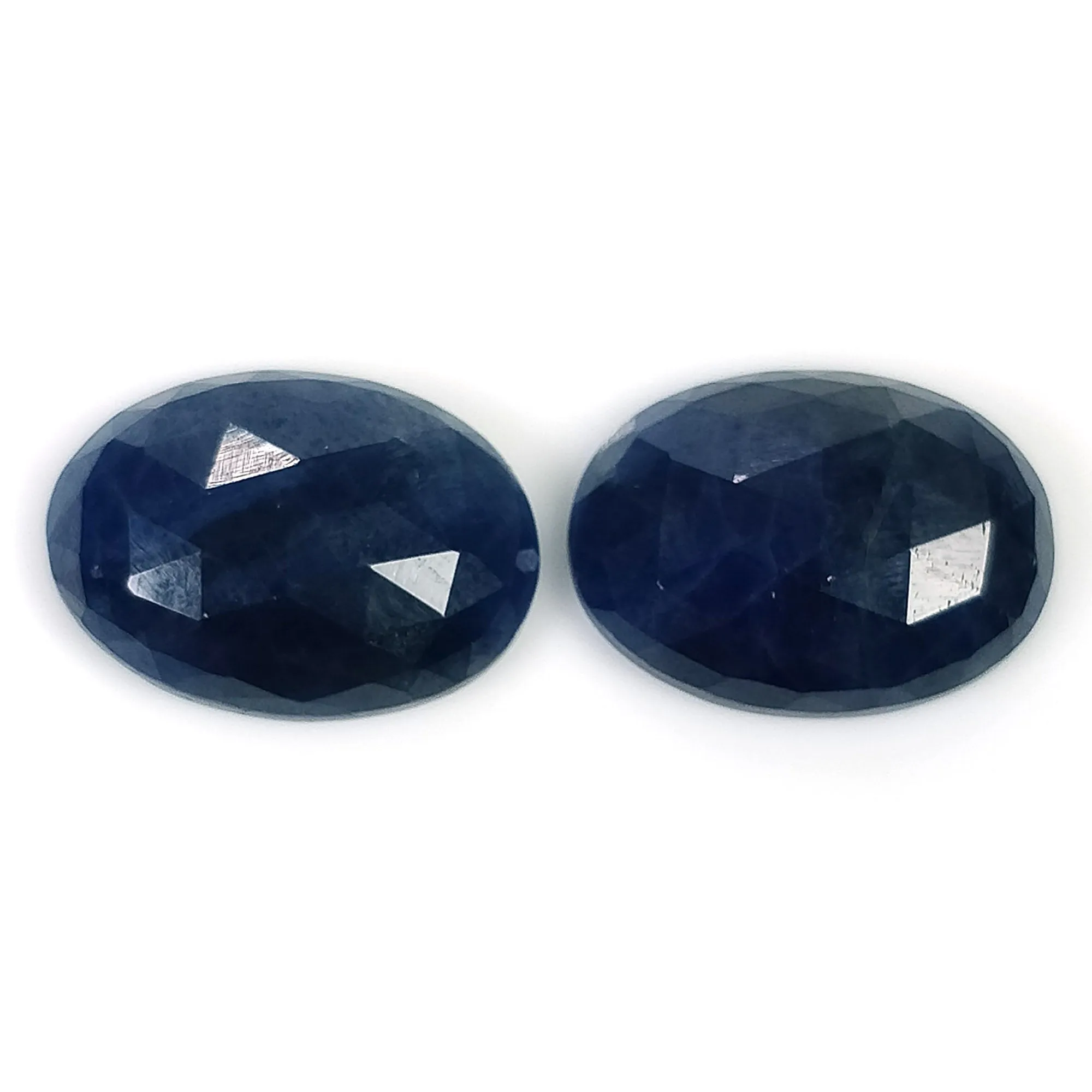 BLUE SAPPHIRE Gemstone Rose Cut : 14.50cts Natural Untreated Unheated Sapphire Oval Shape 14*10mm Pair (With Video)