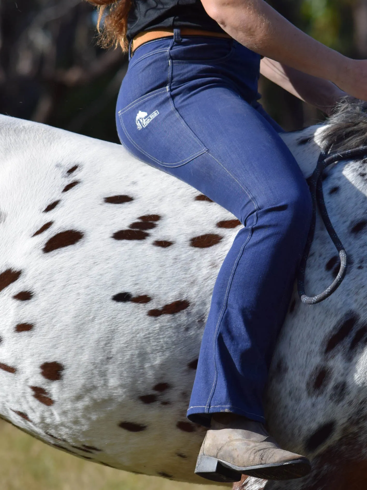 Bootleg Denim riding jeans with phone pockets, choose your length and silicone option