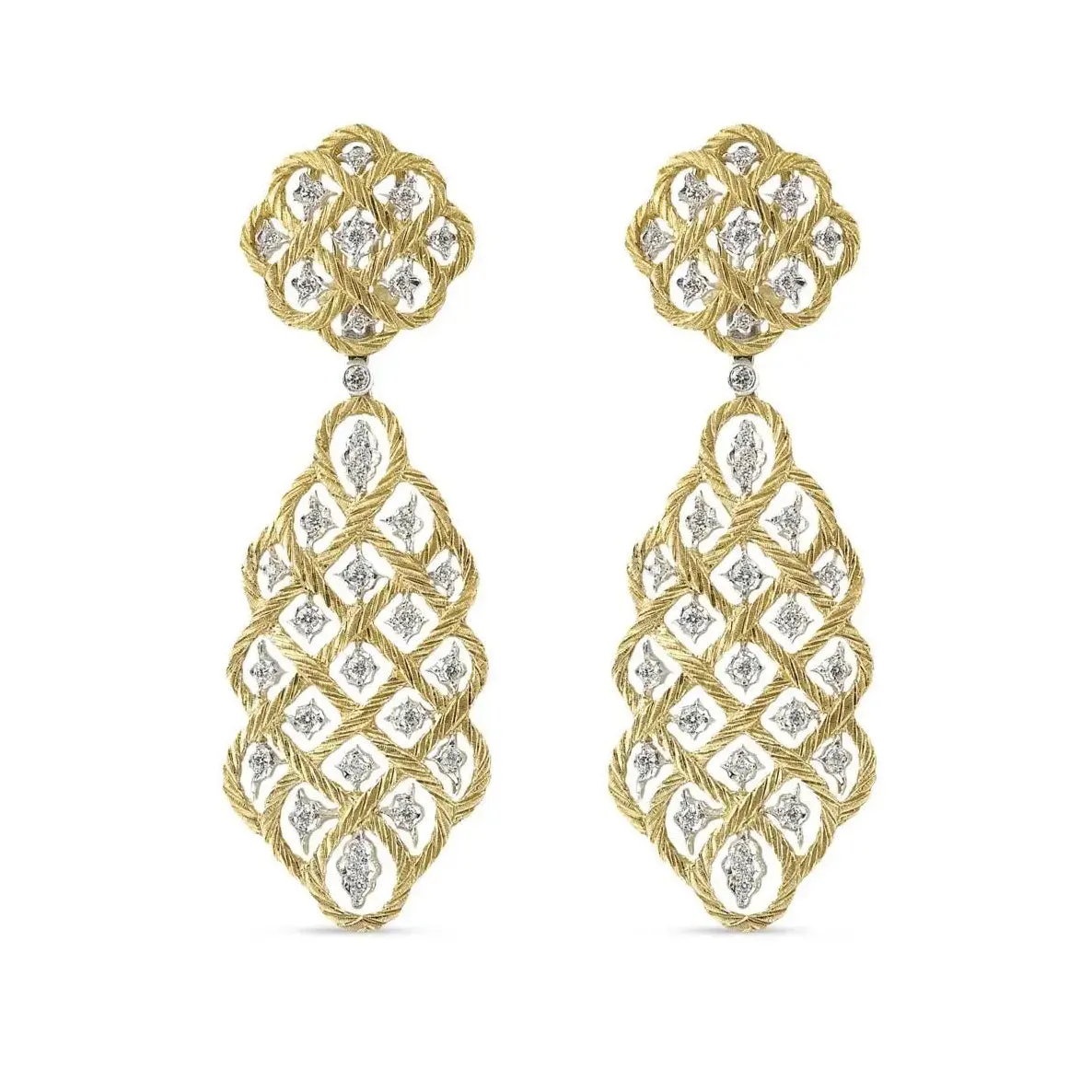 Buccellati - Etoilee- Drop Earrings with Diamonds, 18k Yellow and White Gold