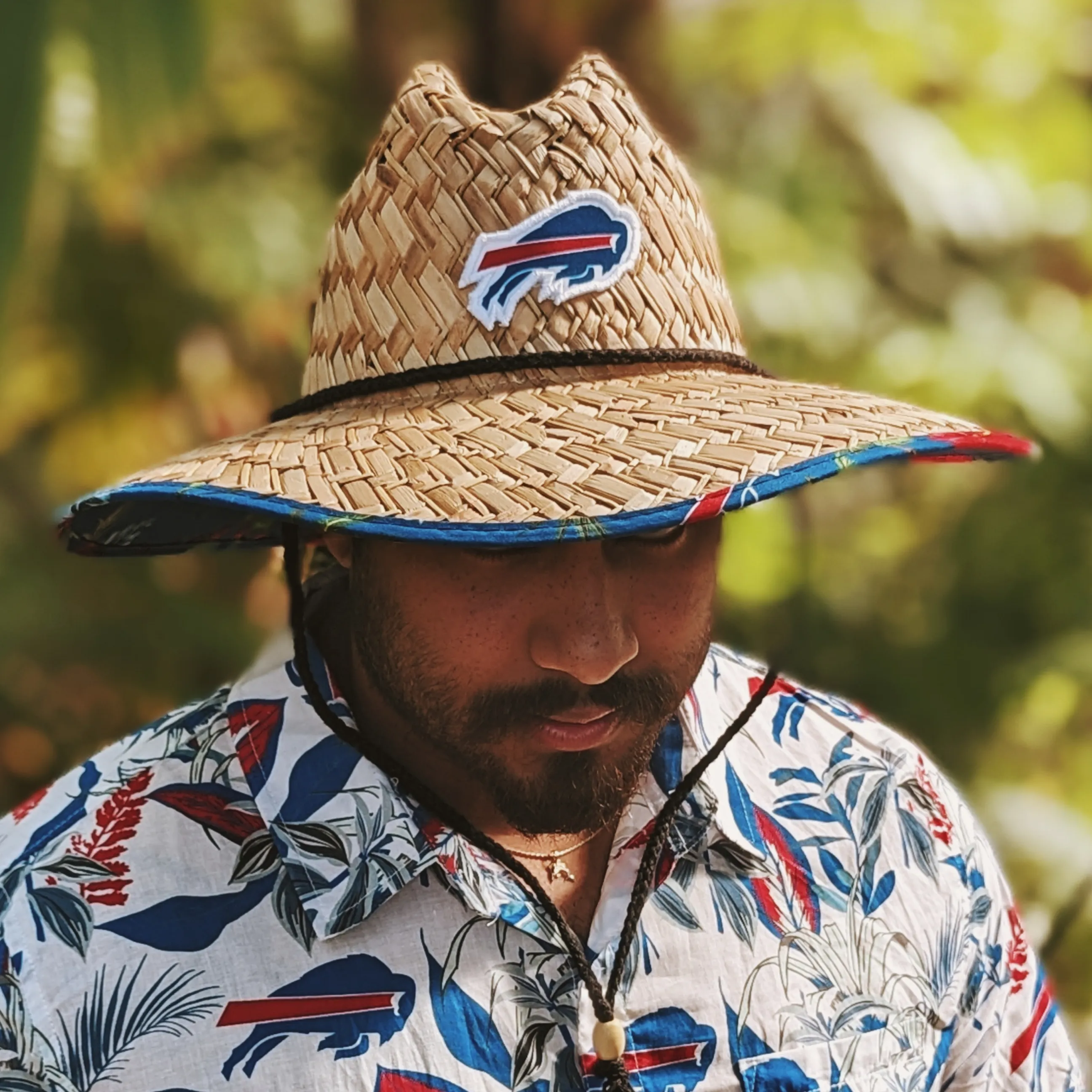 Buffalo Bills Hawaiian Floral Under Brim Straw Hat