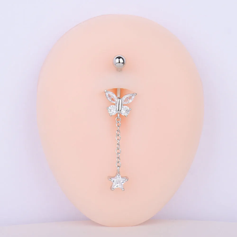 Butterfly Chain Star Pendant Belly Ring