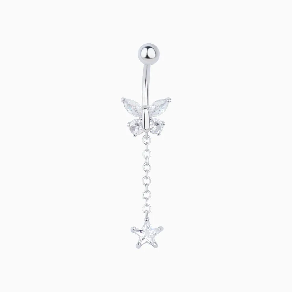 Butterfly Chain Star Pendant Belly Ring