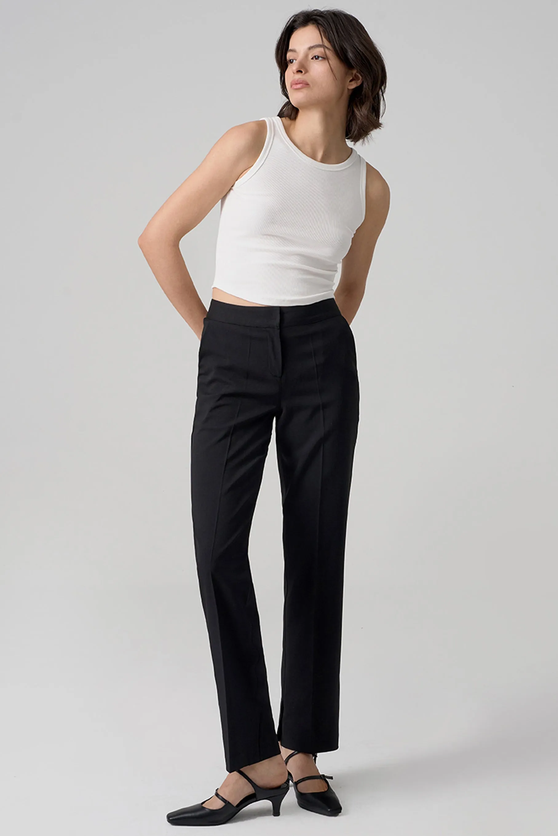 Canoe Slit Trousers, Black