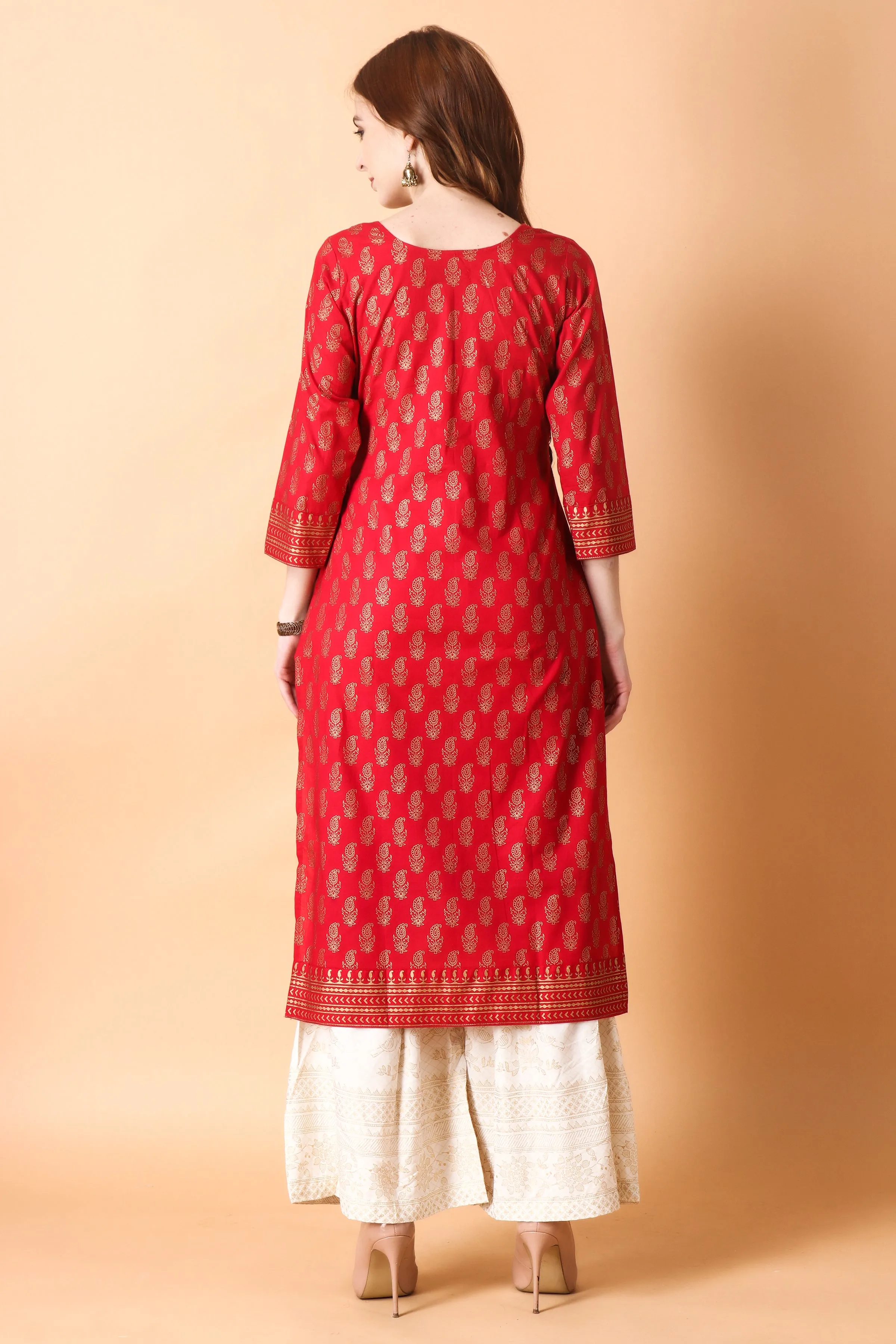 Cherry Foiled Kurta