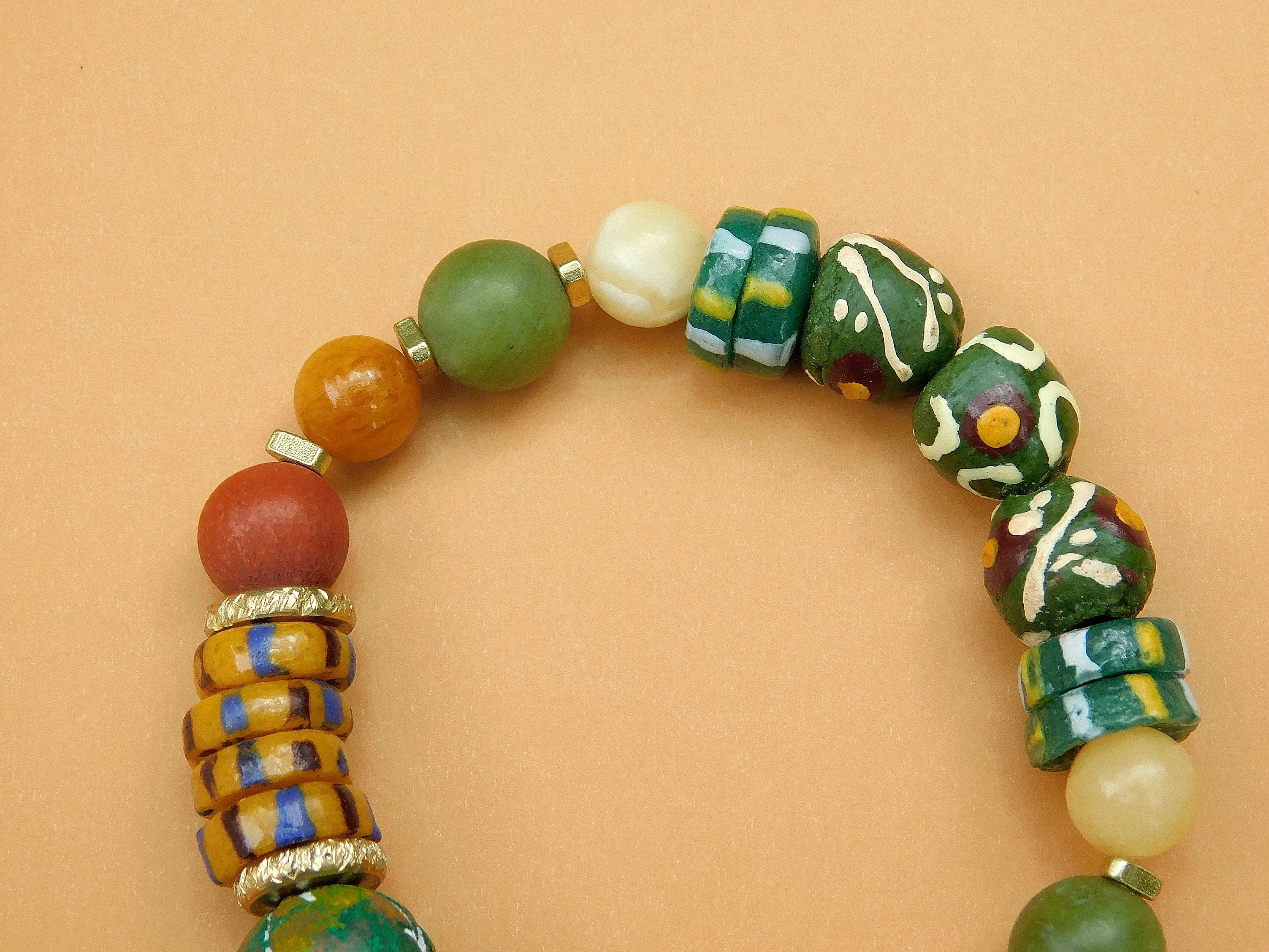 Colorful African Sandcast and Gemstone Bracelet