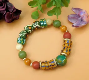 Colorful African Sandcast and Gemstone Bracelet