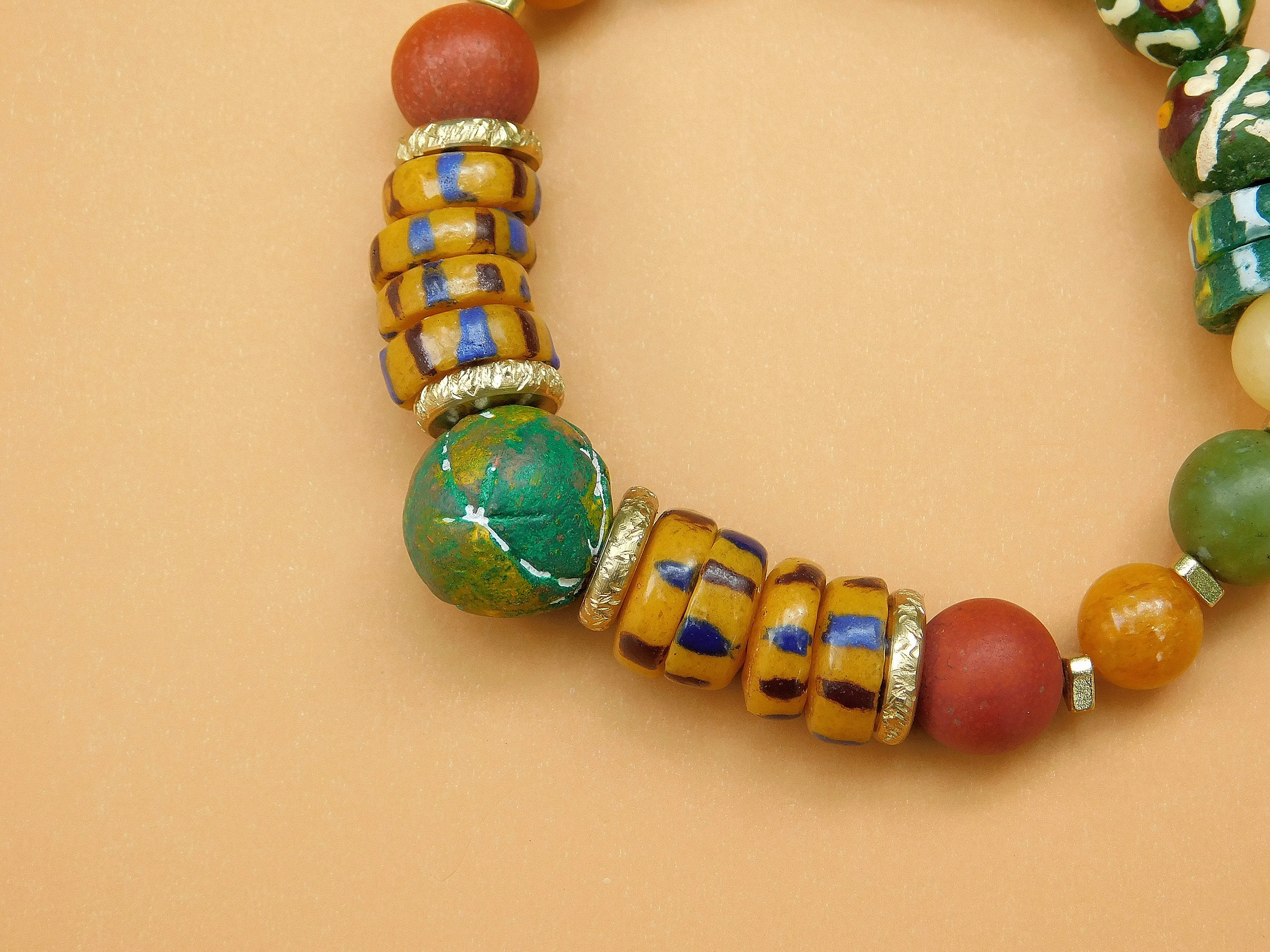 Colorful African Sandcast and Gemstone Bracelet