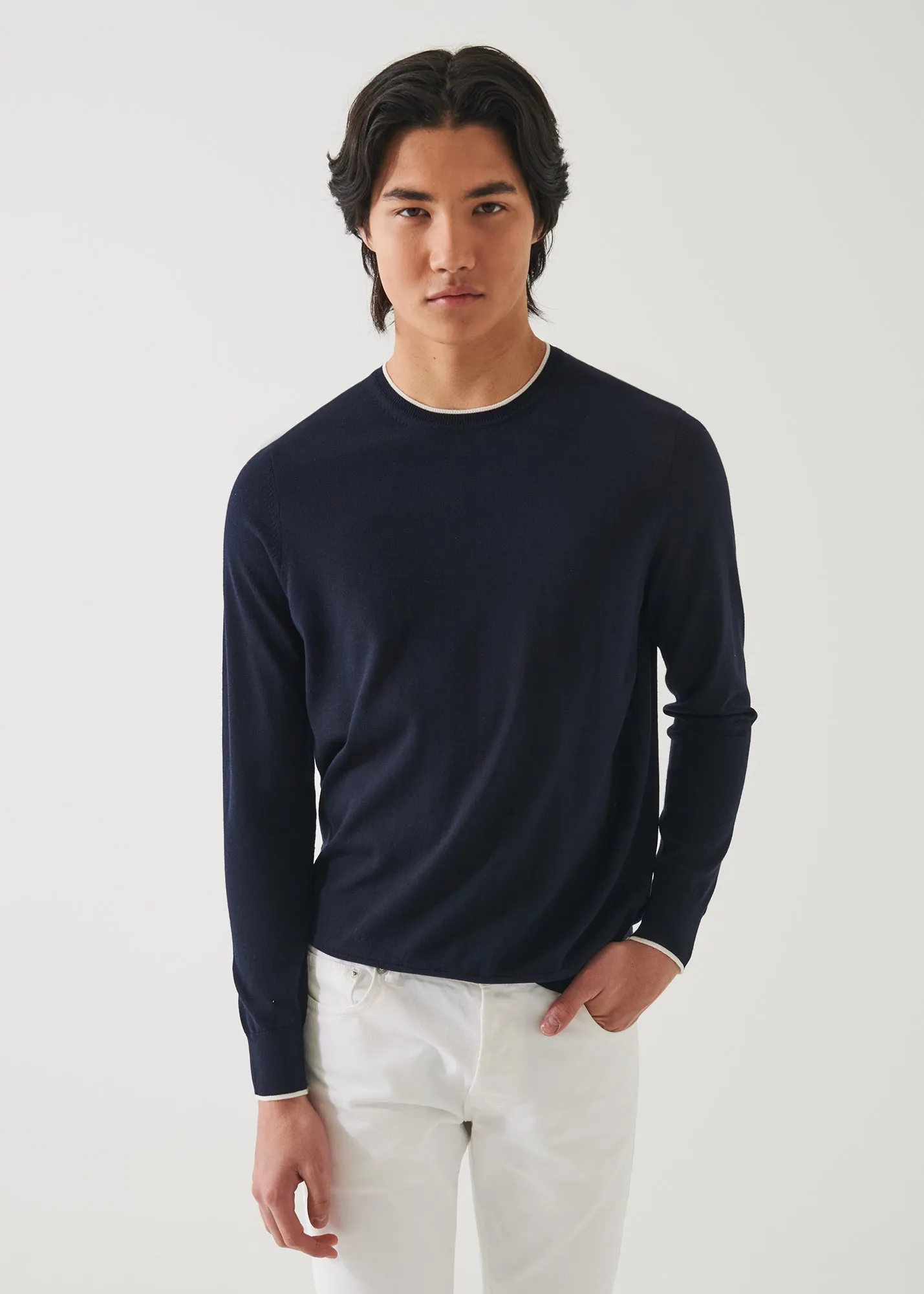 COTTON CUPRO TIPPED CREWNECK